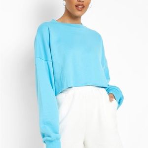NWT CROPPED BLUE CREWNECK